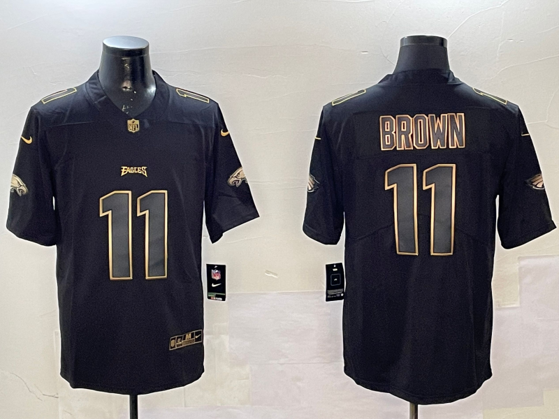 Men Philadelphia Eagles 11 Brown black 2025 Nike NFL jersey style 005
